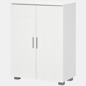Armário de banheiro com 2 portas e 2 prateleiras ajustáveis, 7 níveis, unidade de armazenamento para sala de estar e cozinha, anti-tombamento, 60x30x80 cm, branco