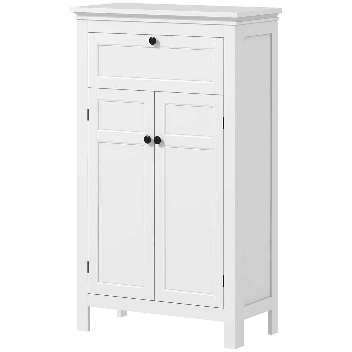 Mueble de baño columna de baño con cajón 2 puertas y estantes ajustables armario de baño moderno 60x30x102,5 cm blanco