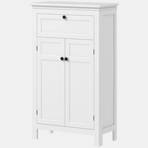 Armário de banheiro, coluna para banheiro com gaveta, 2 portas e prateleiras ajustáveis, armário de banheiro moderno 60x30x102,5 cm, branco