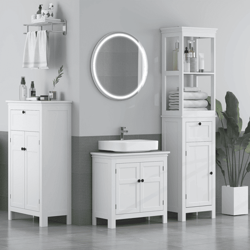 Armário de banheiro, coluna para banheiro com gaveta, 2 portas e prateleiras ajustáveis, armário de banheiro moderno 60x30x102,5 cm, branco Armário de banheiro, coluna para banheiro com gaveta, 2 portas e prateleiras ajustáveis, armário de banheiro moderno 60x30x102,5 cm, branco