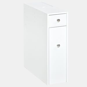 Armário estreito para banheiro com 2 gavetas e compartimento superior com tampa para pia, 17x48x58 cm, branco