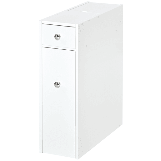 Armário estreito para banheiro com 2 gavetas e compartimento superior com tampa para pia, 17x48x58 cm, branco Armário estreito para banheiro com 2 gavetas e compartimento superior com tampa para pia, 17x48x58 cm, branco