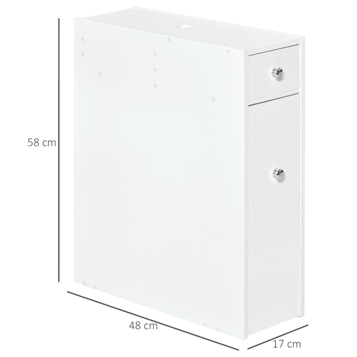 Armário estreito para banheiro com 2 gavetas e compartimento superior com tampa para pia, 17x48x58 cm, branco Armário estreito para banheiro com 2 gavetas e compartimento superior com tampa para pia, 17x48x58 cm, branco