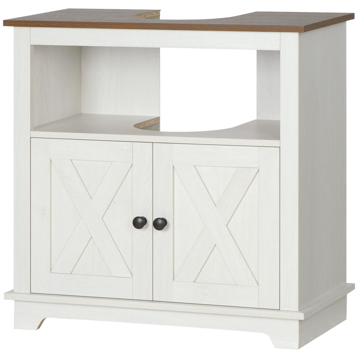 Mueble para debajo del lavabo de madera armario de baño de suelo mueble bajo lavabo pie con 2 puertas 60x30x60 cm blanco