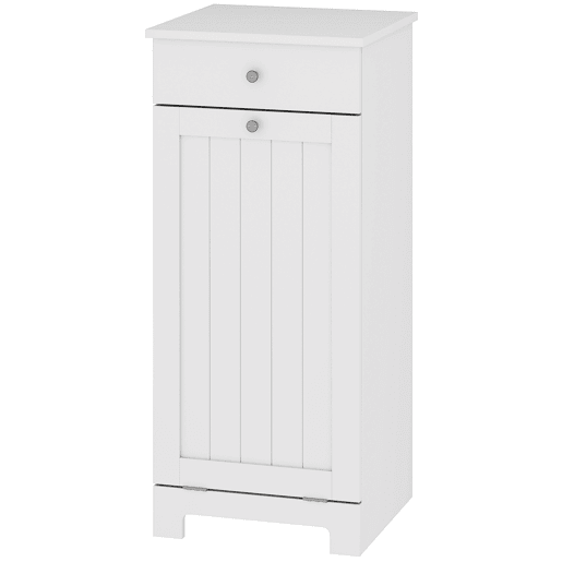 Armário de banheiro com cesto de roupa dobrável, lavanderia com saco de tecido dobrável e gaveta, branco, 40x38x90 cm Armário de banheiro com cesto de roupa dobrável, lavanderia com saco de tecido dobrável e gaveta, branco, 40x38x90 cm