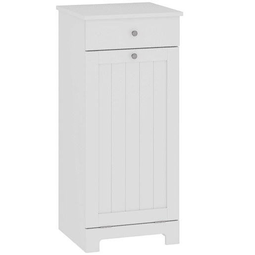 Armário de banheiro com cesto de roupa dobrável, lavanderia com saco de tecido dobrável e gaveta, branco, 40x38x90 cm Armário de banheiro com cesto de roupa dobrável, lavanderia com saco de tecido dobrável e gaveta, branco, 40x38x90 cm