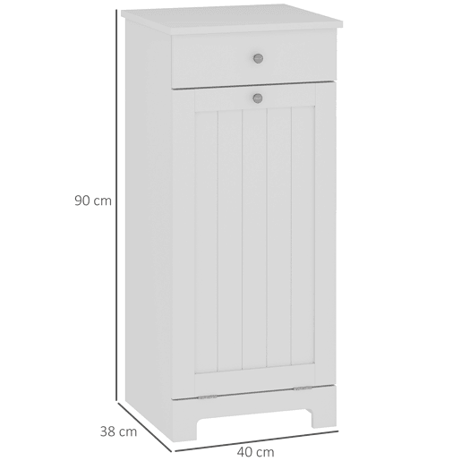 Armário de banheiro com cesto de roupa dobrável, lavanderia com saco de tecido dobrável e gaveta, branco, 40x38x90 cm Armário de banheiro com cesto de roupa dobrável, lavanderia com saco de tecido dobrável e gaveta, branco, 40x38x90 cm