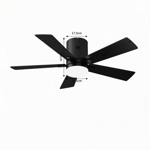 Ventoinha de teto com luz totalmente preta 42 polegadas, 5 pás, motor DC silencioso, montagem baixa com comando à distância Ventoinha de teto com luz totalmente preta 42 polegadas, 5 pás, motor DC silencioso, montagem baixa com comando à distância