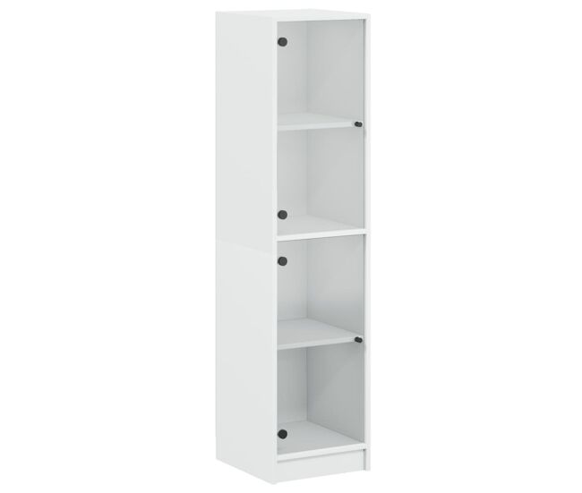 Aparador - mueble de almacenamiento con puertas de vidrio blanco 35x37x142 cm es2132