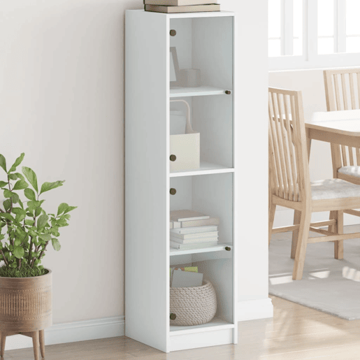 Aparador - Bufete - Móvei de apoio alto c portas de vidro 35x37x142 cm branco pt2132 Aparador - Bufete - Móvei de apoio alto c portas de vidro 35x37x142 cm branco pt2132