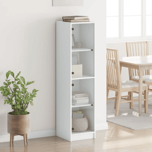Aparador - Bufete - Móvei de apoio alto c portas de vidro 35x37x142 cm branco pt2132 Aparador - Bufete - Móvei de apoio alto c portas de vidro 35x37x142 cm branco pt2132