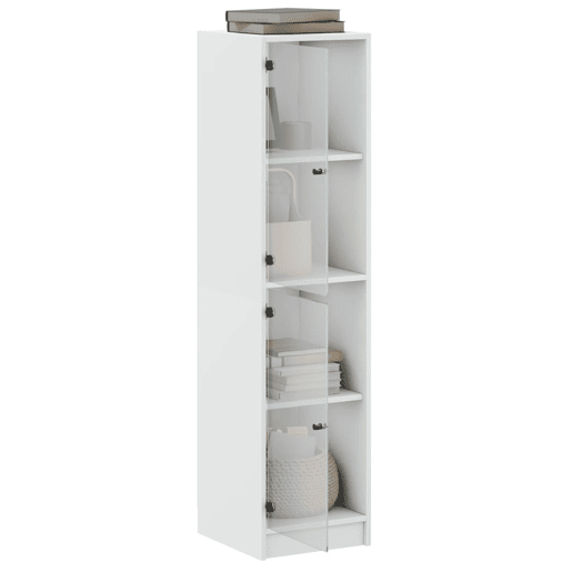 Aparador - Bufete - Móvei de apoio alto c portas de vidro 35x37x142 cm branco pt2132 Aparador - Bufete - Móvei de apoio alto c portas de vidro 35x37x142 cm branco pt2132