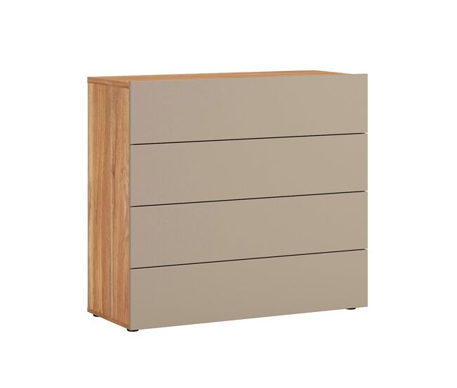 Cómoda de 4 cajones Iséa en color topo y madera