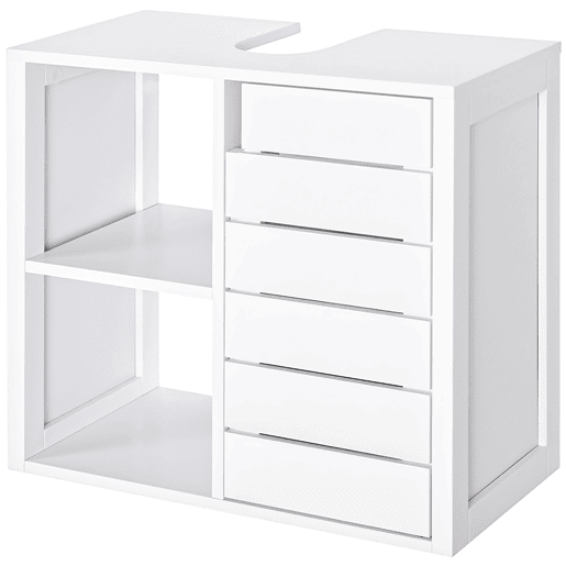 Móvel de banheiro compacto para parede com 2 prateleiras abertas e área fechada, 60x30x54 cm, branco
