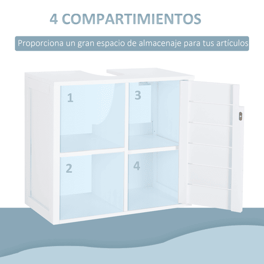Móvel de banheiro compacto para parede com 2 prateleiras abertas e área fechada, 60x30x54 cm, branco