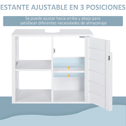 Móvel de banheiro compacto para parede com 2 prateleiras abertas e área fechada, 60x30x54 cm, branco