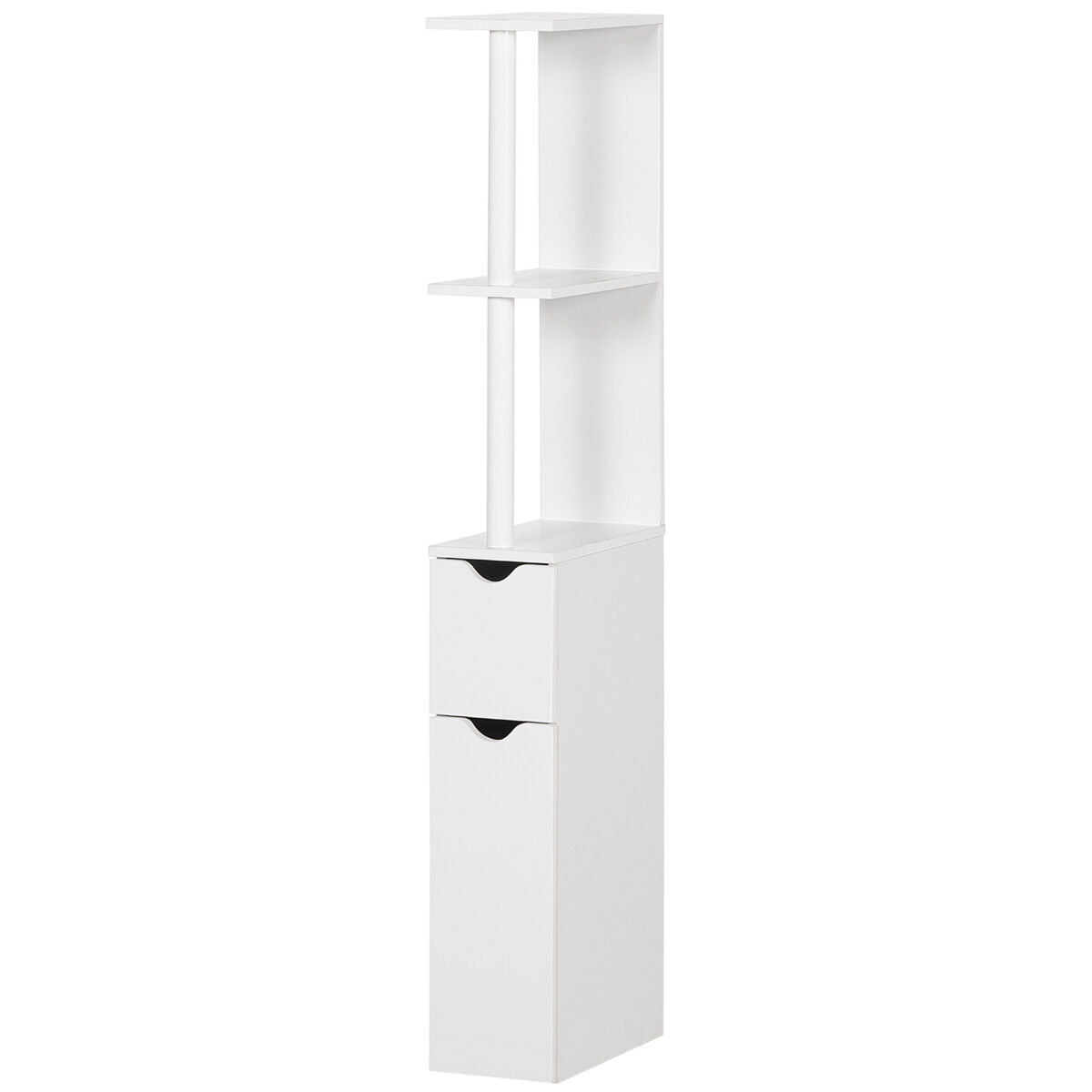 Mueble de baño con puertas y estantes abiertos armario de baño estilo moderno 15,2x29,8x118 cm blanco