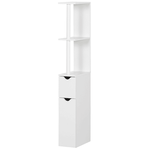 Armário de banheiro com portas e prateleiras abertas, estilo moderno, 15,2 x 29,8 x 118 cm, branco Armário de banheiro com portas e prateleiras abertas, estilo moderno, 15,2 x 29,8 x 118 cm, branco