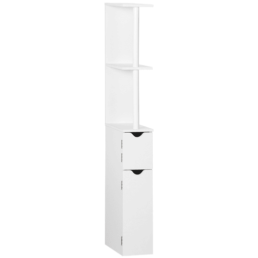 Armário de banheiro com portas e prateleiras abertas, estilo moderno, 15,2 x 29,8 x 118 cm, branco Armário de banheiro com portas e prateleiras abertas, estilo moderno, 15,2 x 29,8 x 118 cm, branco