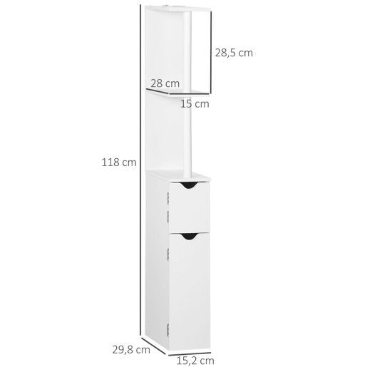 Armário de banheiro com portas e prateleiras abertas, estilo moderno, 15,2 x 29,8 x 118 cm, branco Armário de banheiro com portas e prateleiras abertas, estilo moderno, 15,2 x 29,8 x 118 cm, branco