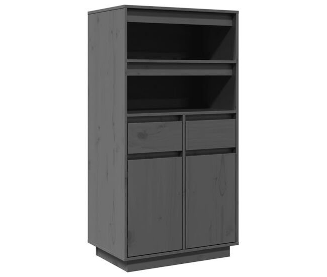 Aparador alto - mueble de almacenamiento de madera maciza de pino gris 60x40x116,5 cm es548