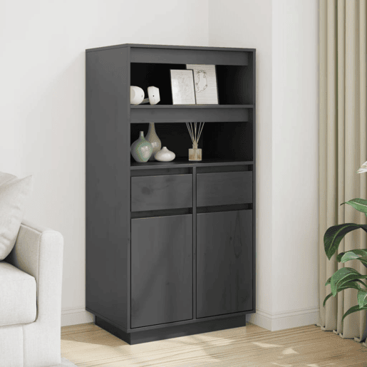 Armário alto - Bufete - Móvel de apoio 60x40x116,5 cm pinho maciço cinzento pt548 Armário alto - Bufete - Móvel de apoio 60x40x116,5 cm pinho maciço cinzento pt548