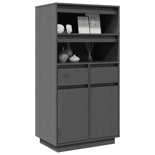 Armário alto - Bufete - Móvel de apoio 60x40x116,5 cm pinho maciço cinzento pt548 Armário alto - Bufete - Móvel de apoio 60x40x116,5 cm pinho maciço cinzento pt548