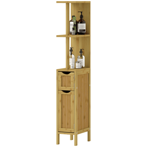 Armário de banheiro com portas e prateleiras abertas, guarda-roupa moderno para banheiro 18x30x120 cm Natural Armário de banheiro com portas e prateleiras abertas, guarda-roupa moderno para banheiro 18x30x120 cm Natural