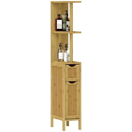 Armário de banheiro com portas e prateleiras abertas, guarda-roupa moderno para banheiro 18x30x120 cm Natural Armário de banheiro com portas e prateleiras abertas, guarda-roupa moderno para banheiro 18x30x120 cm Natural