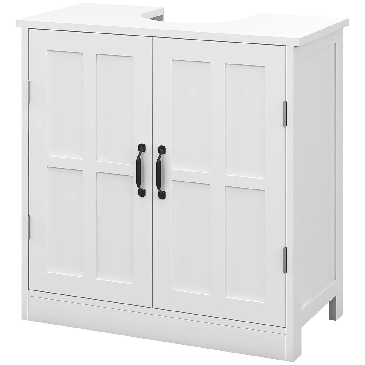 Armario de baño bajo lavabo con puerta doble y estante ajustable carga 20 kg 60x30x60 cm blanco