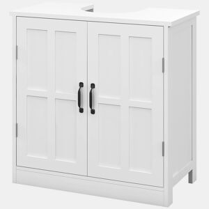 Armário para banheiro sob a pia com porta dupla e prateleira ajustável, capacidade de carga de 20 kg, 60x30x60 cm, branco