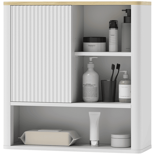 Armário de banheiro suspenso com porta derer, 5 compartimentos e prateleiras ajustáveis, 60x20x62 cm, branco