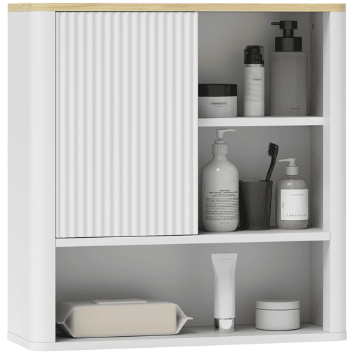 Armário de banheiro suspenso com porta derer, 5 compartimentos e prateleiras ajustáveis, 60x20x62 cm, branco