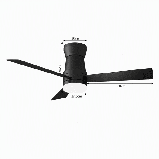 Ventoinha de teto com luz preto 52 polegadas, 3 pás, motor DC silencioso, montagem baixa com comando à distância Ventoinha de teto com luz preto 52 polegadas, 3 pás, motor DC silencioso, montagem baixa com comando à distância