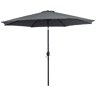 Guarda-sol de jardim Ø295x250 cm com manivela, guarda-sol externo com mecanismo de inclinação e mastro de metal removível para terraço, piscina e pátio, cinza escuro.