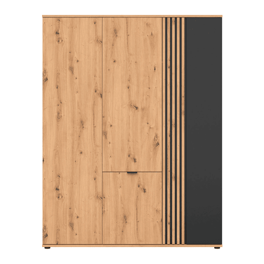Roupeiro de 4 portas Ezra Madeira e Preto Roupeiro de 4 portas Ezra Madeira e Preto