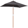 Guarda-sol retangular de jardim 200x150x235 cm, inclinável, com proteção UV e haste de madeira para terraço e pátio, cinza escuro.