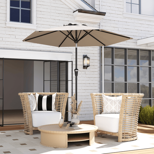 Guarda-sol de jardim Ø230x216 cm com inclinação, abertura manual e impermeável, ideal para pátio e piscina, cor cáqui. Guarda-sol de jardim Ø230x216 cm com inclinação, abertura manual e impermeável, ideal para pátio e piscina, cor cáqui.