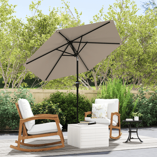 Guarda-sol de jardim Ø230x216 cm com inclinação, abertura manual e impermeável, ideal para pátio e piscina, cor cáqui. Guarda-sol de jardim Ø230x216 cm com inclinação, abertura manual e impermeável, ideal para pátio e piscina, cor cáqui.