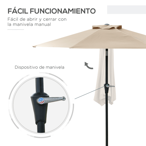 Guarda-sol de jardim Ø230x216 cm com inclinação, abertura manual e impermeável, ideal para pátio e piscina, cor cáqui. Guarda-sol de jardim Ø230x216 cm com inclinação, abertura manual e impermeável, ideal para pátio e piscina, cor cáqui.