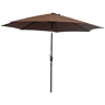 Guarda-sol de jardim Ø295x250 cm com manivela, guarda-sol externo com mecanismo de inclinação e mastro de metal removível para terraço, piscina, pátio e café.