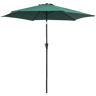 Guarda-sol de jardim em alumínio Ø260x235 cm, reclinável, com manivela e 6 varetas de metal, ideal para terraços e varandas. Cor verde.