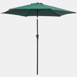 Guarda-sol de jardim em alumínio Ø260x235 cm, reclinável, com manivela e 6 varetas de metal, ideal para terraços e varandas. Cor verde.