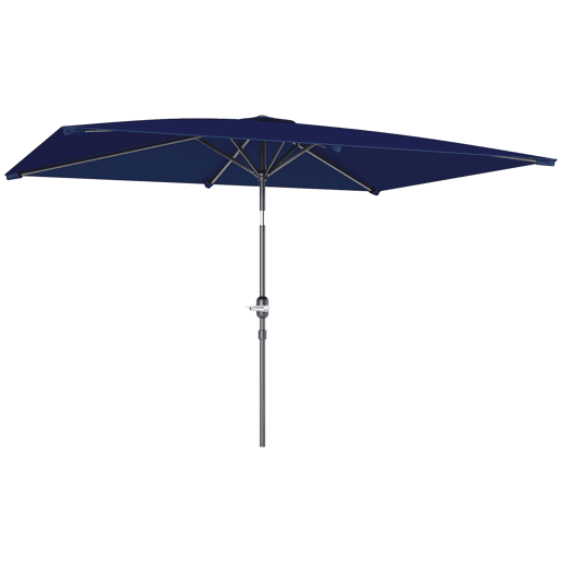 Guarda-sol retangular de alumínio para jardim, 202x293x255 cm, inclinável, com manivela e mastro removível, azul marinho. Guarda-sol retangular de alumínio para jardim, 202x293x255 cm, inclinável, com manivela e mastro removível, azul marinho.