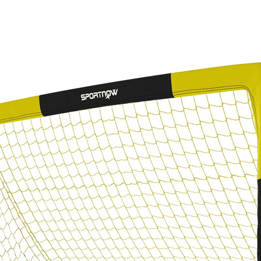SPORTNOW Baliza de Futebol Pop-Up Dobrável para Jardim com Rede, Saco de Transporte, 4 Estacas em U e Varetas de Fibra de Vidro, para Interior e Exterior, 150x110x110 cm, Amarelo