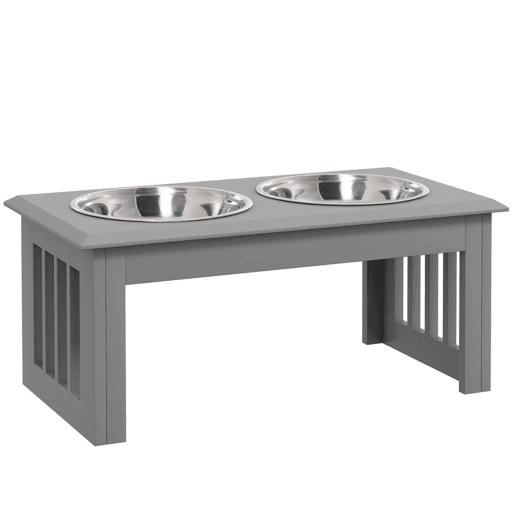 PawHut Comedouro Elevado para Cães com Suporte e 2 Tigelas Removíveis em Aço Inoxidável, para Comida e Água, 58,4x30,5x25,4 cm, Cinzento PawHut Comedouro Elevado para Cães com Suporte e 2 Tigelas Removíveis em Aço Inoxidável, para Comida e Água, 58,4x30,5x25,4 cm, Cinzento
