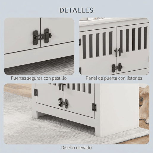 PawHut Comedouro Elevado para Cães com 2 Tigelas em Aço Inoxidável 2x2 L, Arrumação 37 L e 2 Portas com Trincos, Branco PawHut Comedouro Elevado para Cães com 2 Tigelas em Aço Inoxidável 2x2 L, Arrumação 37 L e 2 Portas com Trincos, Branco