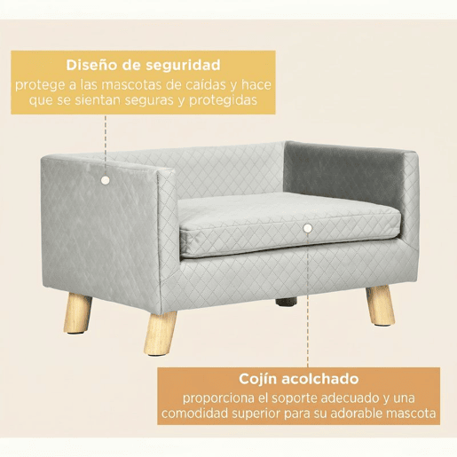 PawHut Sofá para Cães Pequenos 64x45x36 cm, Cama Elevada em Veludo com Almofada Lavável e Pés em Madeira de Bétula, até 8 kg, Cinzento Escuro PawHut Sofá para Cães Pequenos 64x45x36 cm, Cama Elevada em Veludo com Almofada Lavável e Pés em Madeira de Bétula, até 8 kg, Cinzento Escuro