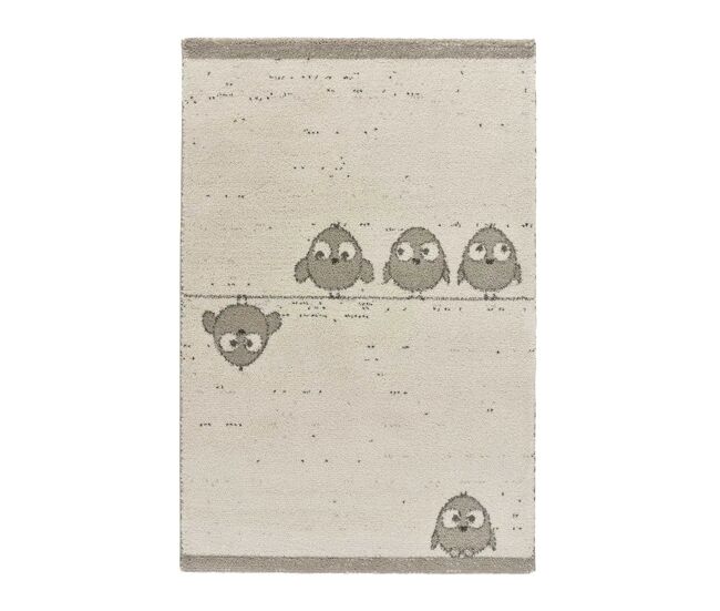 Alfombra infantil pajaritos blanco cranberry, 115x170 cm - atticgo