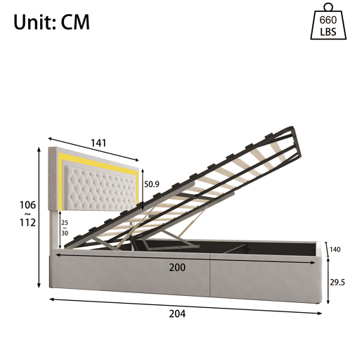 Cama Estofada 140x200 cm bege em Veludo com Arrumação Hidráulica, Cabeceira Ajustável e LED Cama Estofada 140x200 cm bege em Veludo com Arrumação Hidráulica, Cabeceira Ajustável e LED